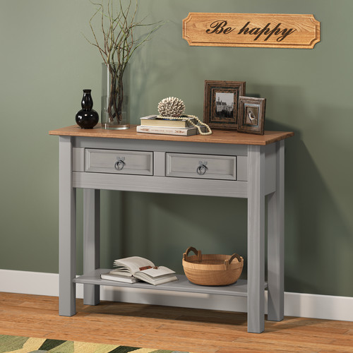 Corona console table - grey, wax